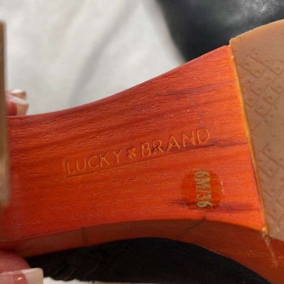 Lucky Brand Tafari Women’s Black Leather Platform Heeled Boots. Size 6. - Picture 6 of 7